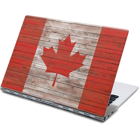 Canadian Flag Dark Wood Yoga 910 2-in-1 14in Touch-Screen Skin